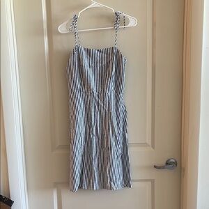 Blue and White Striped Sleeveless Mini Sundress